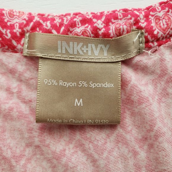 Ink+Ivy Sleeveless Pink Paisley Top Size M - Picture 5 of 8